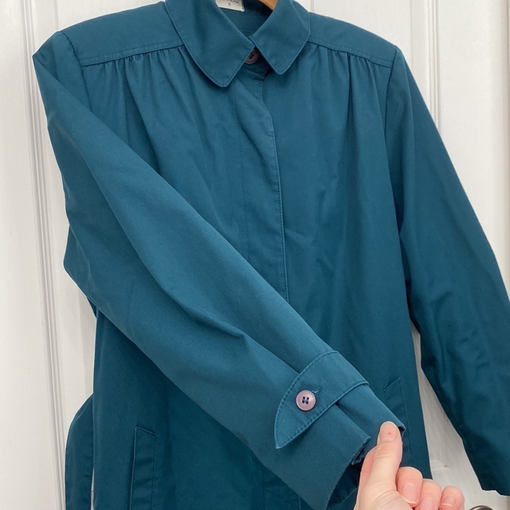 Teal Belted Raincoat | Vintage Rain/Shine Size 12 - Picture 4 of 13